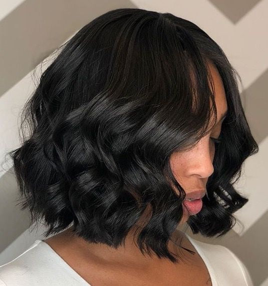 10” Brazilian Deep Wave Curly Bob Wig 4x4 Glueless Lace Closure Wigs