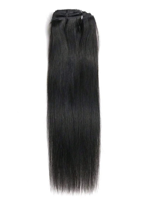 Black straight clip-in extensions